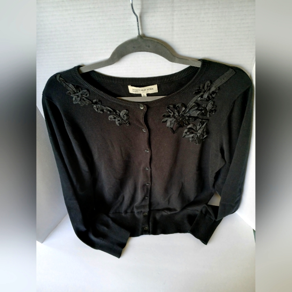 Jones New York Embelished Black Sweater XL